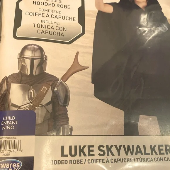 NWT [Star Wars] Luke Skywalker Black Hooded Robe Halloween Costume Size Child - Picture 4 of 5